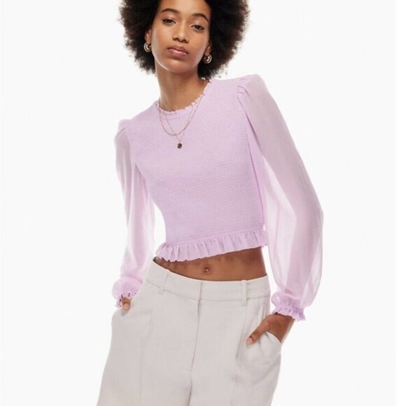 Aritzia Wilfred Tempest Long Sleeve Blouse Orchid Petal Purple Size Medium - Picture 2 of 7